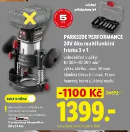 Lidl PARKSIDE PERFORMANCE 20V Aku multifunkční frézka 3 v 1 nabídka