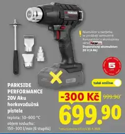 Lidl PARKSIDE PERFORMANCE 20V Aku horkovzdušná pistole nabídka