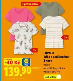 Lidl LUPILU Triko s podílem lnu – 2 kusy nabídka