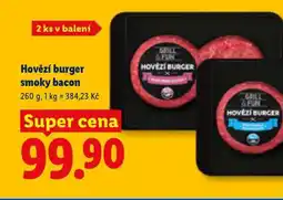 Lidl Hovězí burger smoky bacon nabídka