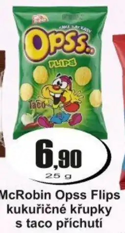 Adam McRobin Opss Flips kukuřičné křupky s taco příchutí nabídka