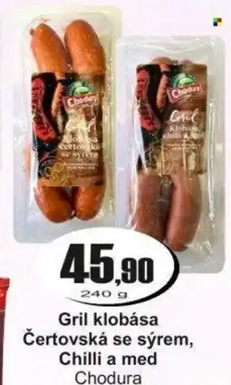 Adam Gril klobása Čertovská se sýrem, Chilli a med Chodura nabídka