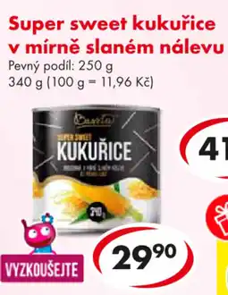 CBA Super sweet kukuřice v mírně slaném nálevu nabídka