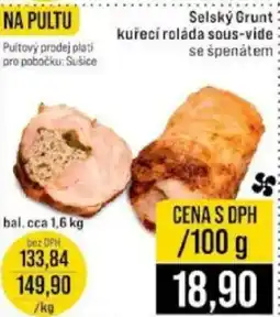 Jip Selský Grunt kuřecí roláda sous-vide nabídka