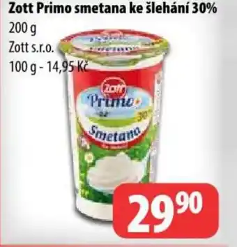 Partner Maloobchodní síť Zott Primo smetana ke šlehání 30% nabídka