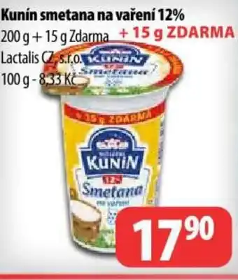 Partner Maloobchodní síť Kunín smetana na vaření 12% nabídka
