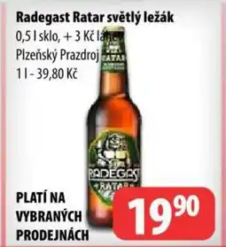 Partner Maloobchodní síť Radegast Ratar světlý ležák nabídka