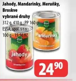 Partner Maloobchodní síť Jahody, Mandarinky, Meruňky, Broskve nabídka
