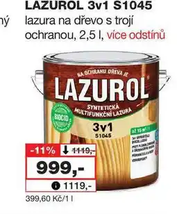 Barvy a laky drogerie LAZUROL 3v1 S1045 ný lazura na dřevo s trojí ochranou nabídka