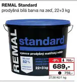 Barvy a laky drogerie REMAL Standard prodyšná bílá barva na zeď, 22+3 kg nabídka