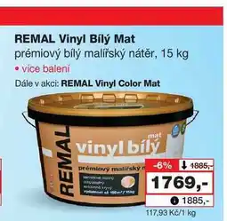 Barvy a laky drogerie REMAL Vinyl Bílý Mat prémiový bílý malířský nátěr nabídka