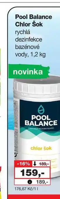 Barvy a laky drogerie Pool Balance Chlor Šok rychlá dezinfekce bazénové vody nabídka