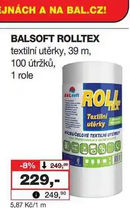 Barvy a laky drogerie BALSOFT ROLLTEX textilní utěrky, 39 m, 100 útržků, 1 role nabídka