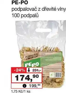 Barvy a laky drogerie PE-PO podpalovač z dřevité vlny 100 podpalů nabídka
