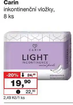 Barvy a laky drogerie Carin inkontinenční vložky, 8 ks nabídka