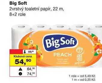Barvy a laky drogerie Big Soft 2vrstvý toaletní papír, 22 m, 8+2 role nabídka