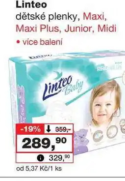 Barvy a laky drogerie Linteo dětské plenky, Maxi, Maxi Plus, Junior, Midi • více balení nabídka