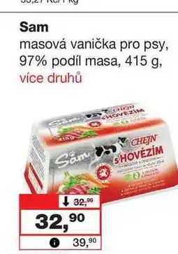 Barvy a laky drogerie Sam masová vanička pro psy, 97% podíl masa nabídka