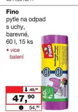 Barvy a laky drogerie Fino pytle na odpad suchy, barevné, 60 I, 15 ks nabídka