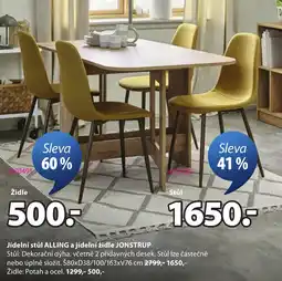 JYSK Jídelní stůl ALLING a jídelní židle JONSTRUP nabídka