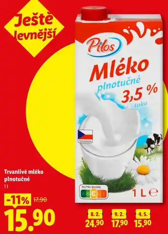 Lidl Trvanlivé mléko plnotučné nabídka
