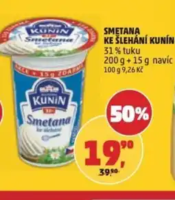 Penny Market Smetana ke šlehání Kunin nabídka