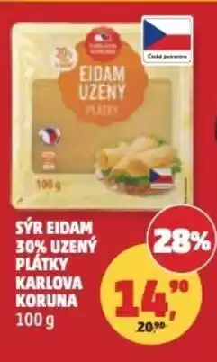Penny Market Sýr eidam 30% uzený plátky Karlova Koruna nabídka