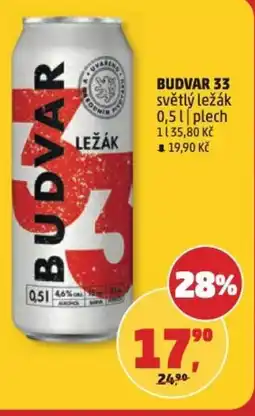 Penny Market BUDVAR 33 světlý ležák nabídka