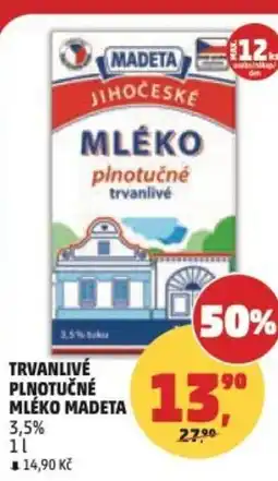 Penny Market Trvanlivé plnotučné mléko MADETA 3.5% nabídka