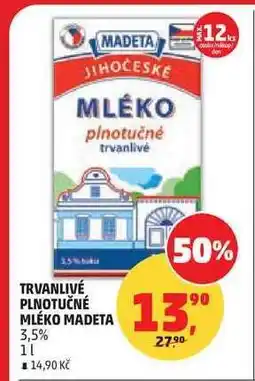 Penny Market TRVANLIVÉ PLNOTUČNÉ MLÉKO MADETA nabídka