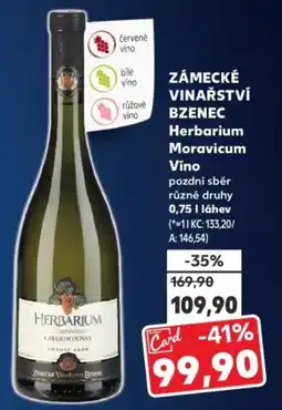 Kaufland ZÁMECKÉ VINAŘSTVÍ BZENEC Moravicum Vino nabídka