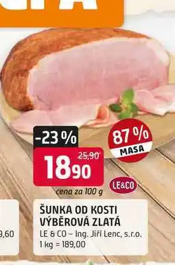 Trefa LE&CO ŠUNKA OD KOSTI 87% MASA VÝBĚROVÁ ZLATÁ nabídka