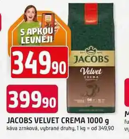 Trefa JACOBS VELVET CREMA 1000 g káva zrnková nabídka