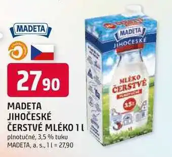 Trefa MADETA JIHOČESKÉ ČERSTVÉ MLÉKO 1l plnotučné, 3,5 % tuku nabídka
