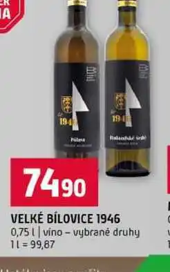Terno VELKÉ BÍLOVICE 1946 0,75l vino vybrané druhy nabídka