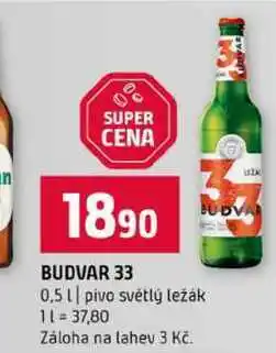 Terno BUDVAR 33 0,5 l pivo světlý ležák nabídka