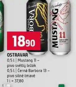 Terno OSTRAVAR 0,5l Mustang 11 pivo světlý ležák 0,5l Černá Barbora 13 pivo silné tmavé nabídka