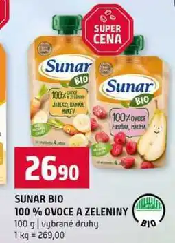 Terno SUNAR BIO 100% OVOCE A ZELENINY 100 g vybrané druhy nabídka