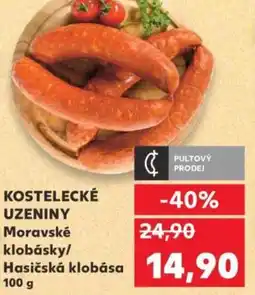 Kaufland KOSTELECKÉ UZENINY Moravské klobásky/ Hasičská klobása nabídka
