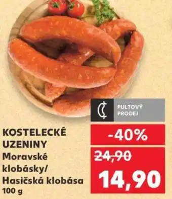 Kaufland KOSTELECKÉ UZENINY Moravské klobásky/ Hasičská klobása nabídka