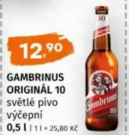 Trefa Gambrinus originál 10 světlé pivo výčepní nabídka