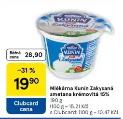 Tesco Mlékárna Kunín Zakysaná smetana krémovitá 15% nabídka