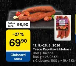 Tesco Tesco Papriková klobása nabídka