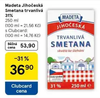 Tesco Madeta Jihočeská Smetana trvanlivá 31% nabídka