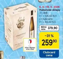 Tesco Habánské sklepy Chardonnay 3 l, BIB nabídka