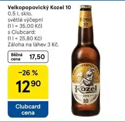Tesco Velkopopovický Kozel 10 nabídka