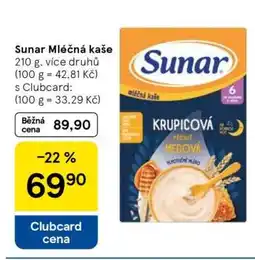 Tesco Sunar mléčná kaše nabídka