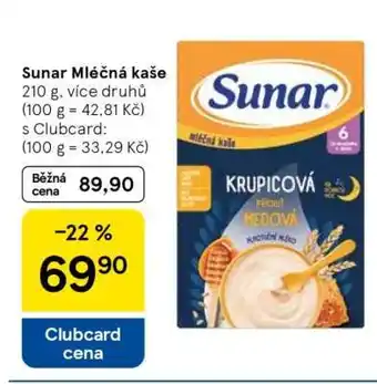 Tesco Sunar mléčná kaše nabídka