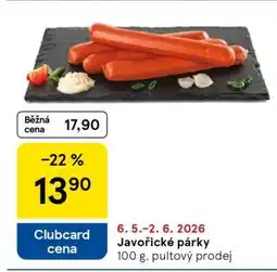 Tesco Javořické párky nabídka