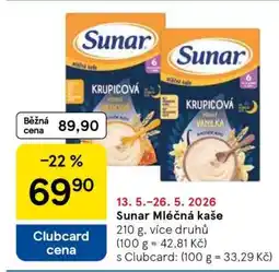 Tesco Sunar mléčná kaše nabídka